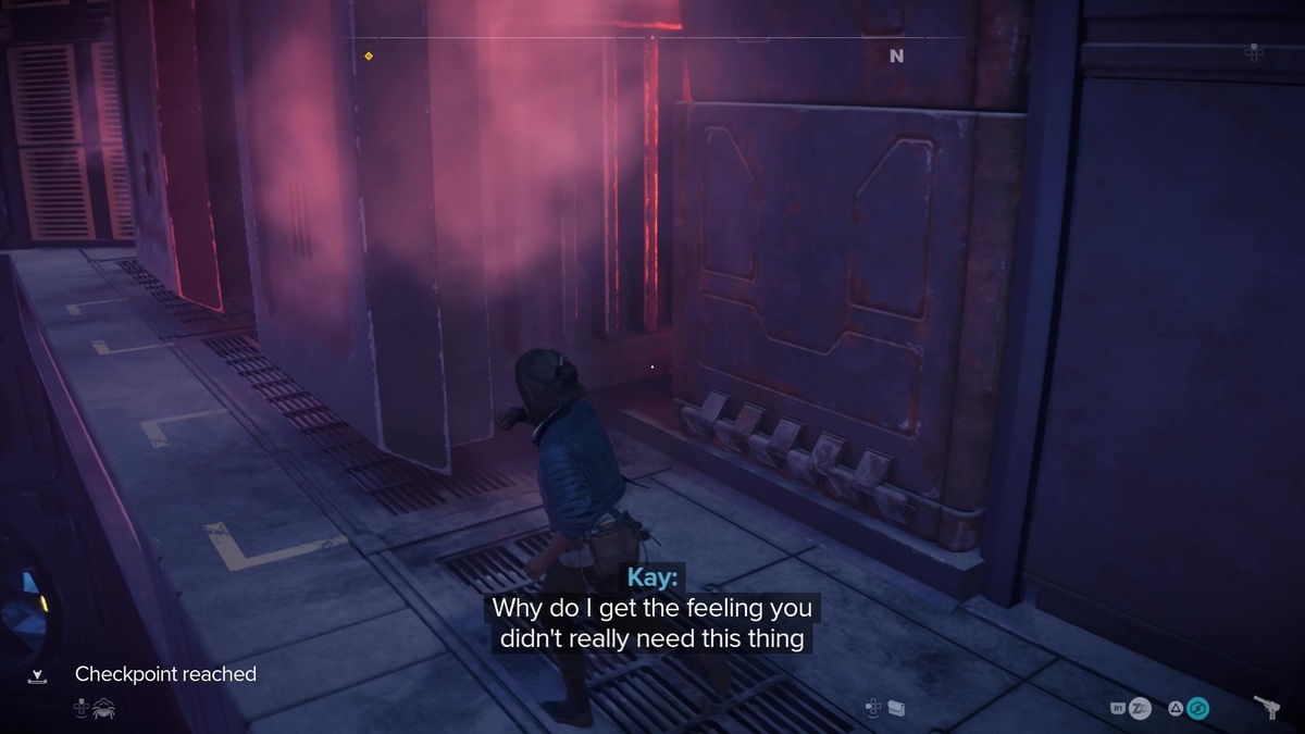Star Wars Outlaws speed boost: Kay exploring the Imperial wind harvester.