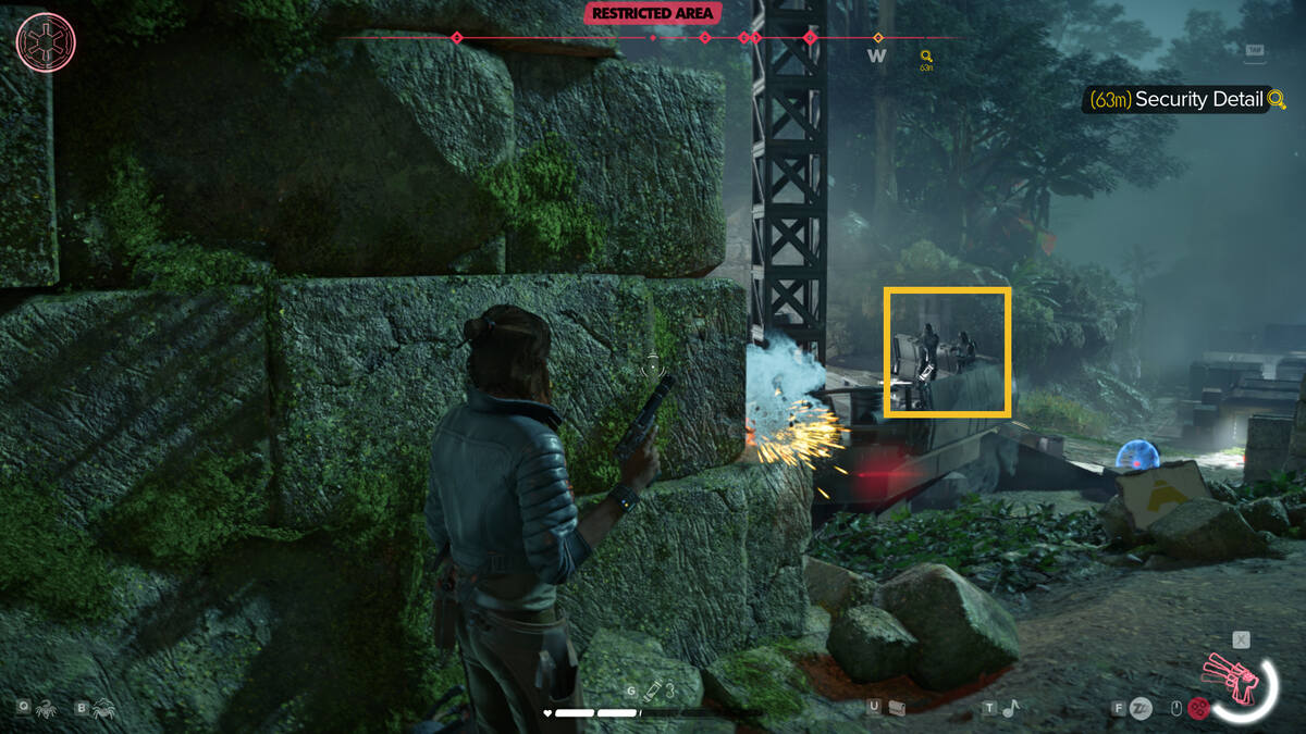 Star Wars Outlaws stranded merchant location: Kay exploring Akiva.