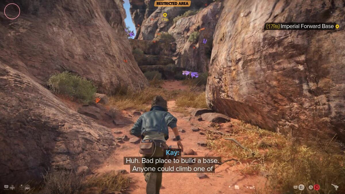 Star Wars Outlaws Vault Code: Kay exploring the Imperial Forward Base.