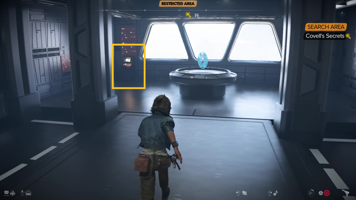 Star Wars Outlaws Vault Code: Kay exploring the Imperial Forward Base.