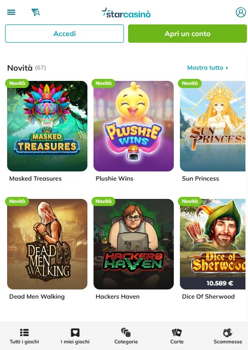 StarCasino è un casino deposito minimo 5 euro tra i più importanti del momento