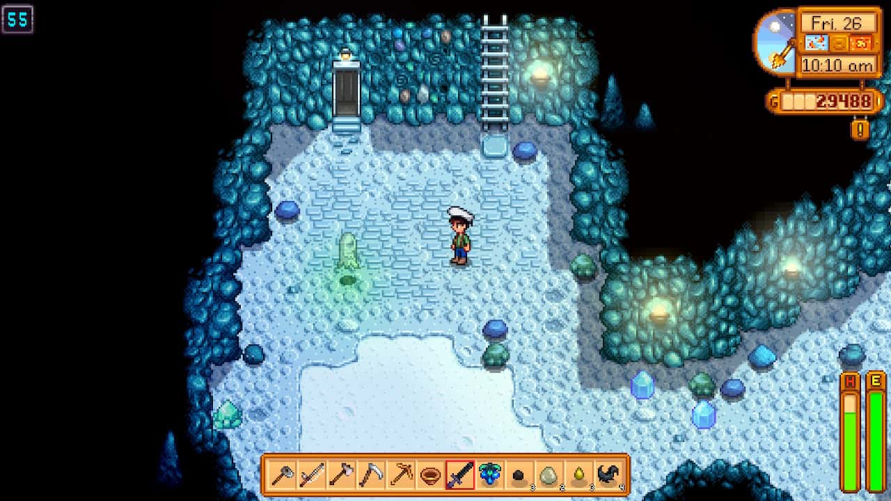 Stardew Valley Solar Essence: A player fights a ghost