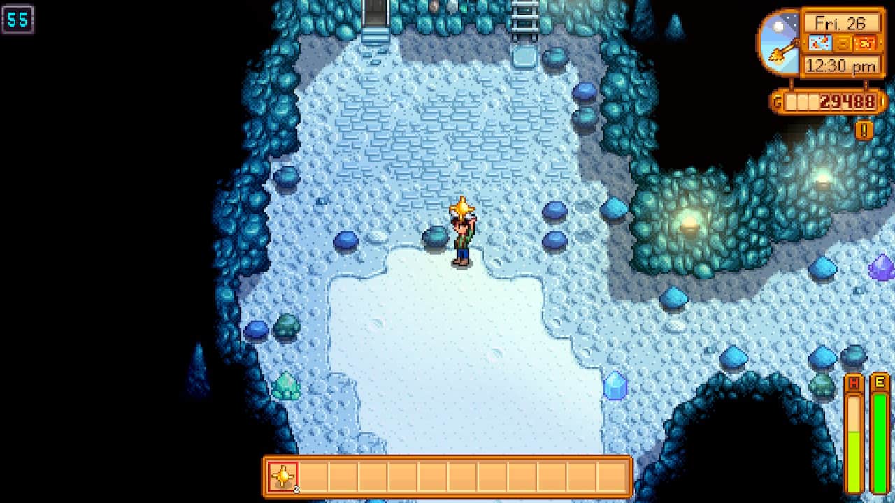 Player holding Stardew Valley Solar Essence