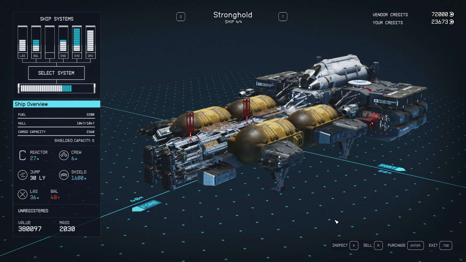 Starfield best ships: The Stronghold ship.