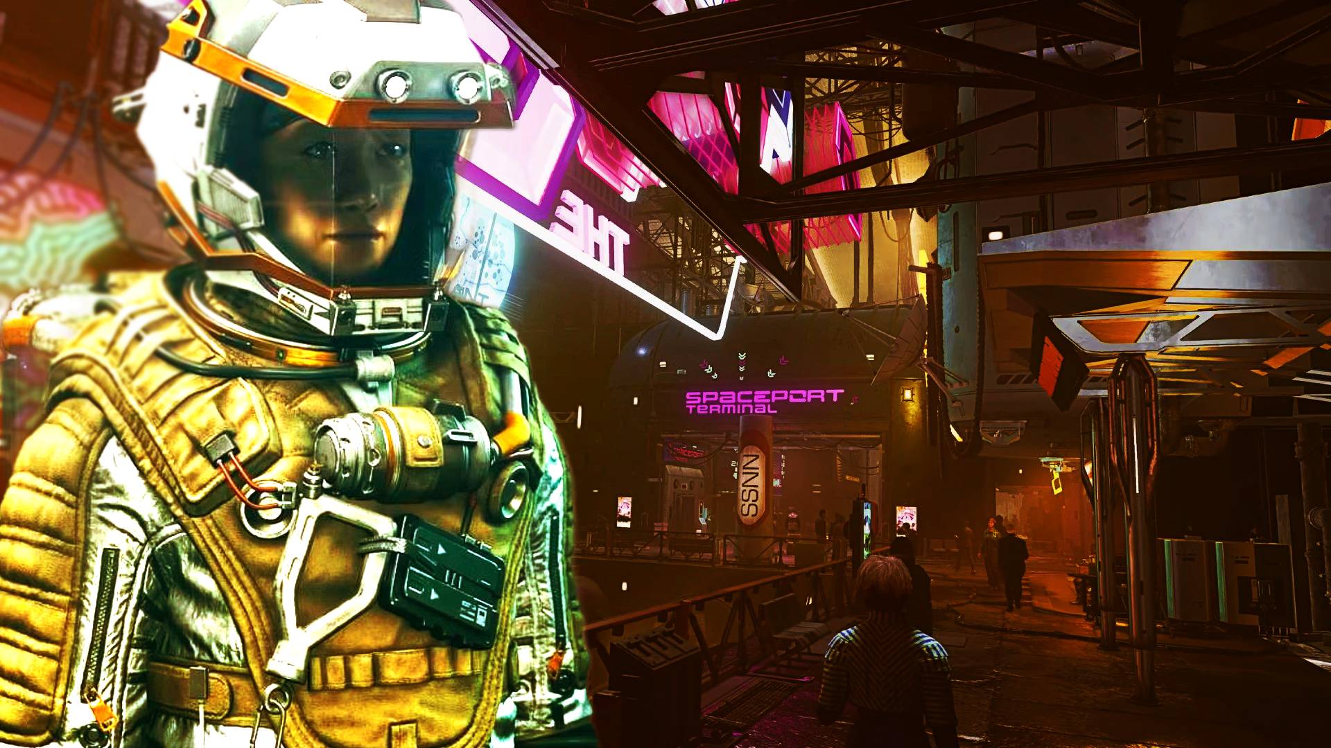 A Starfied protagonist standing in Neon, a city filled with crime