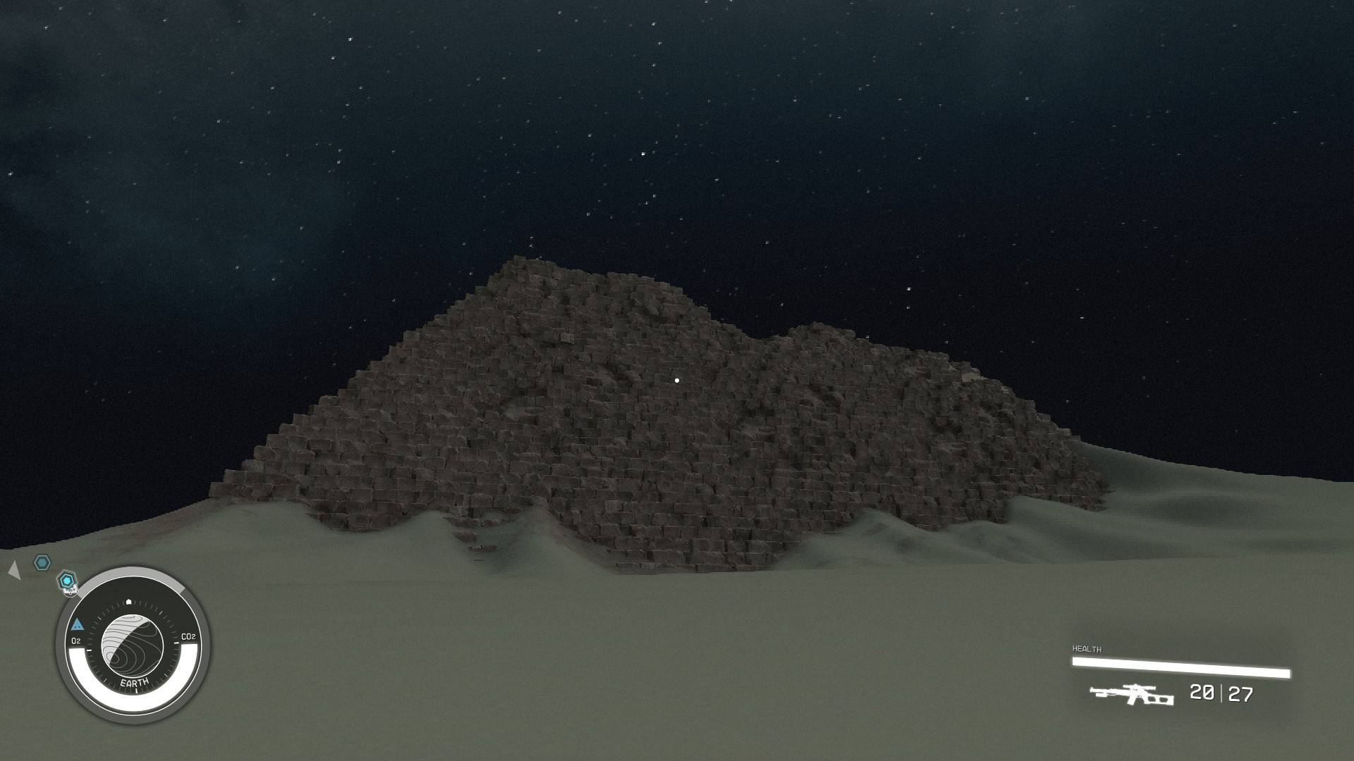 Starfield Earth landmarks: The ruins of the Great Pyramid of Giza in Starfield.
