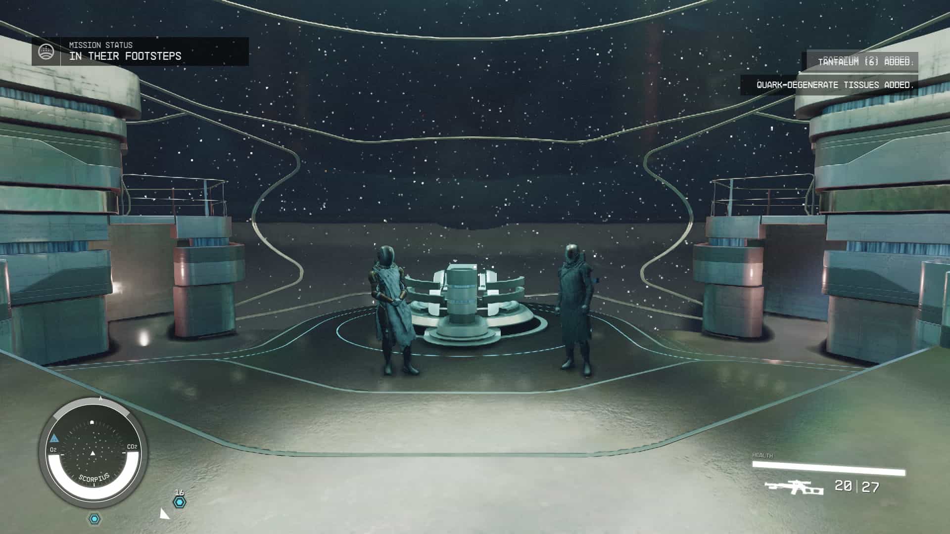 Starfield In Their Footsteps: The Hunter and The Emissary on the Scorpius ship.
