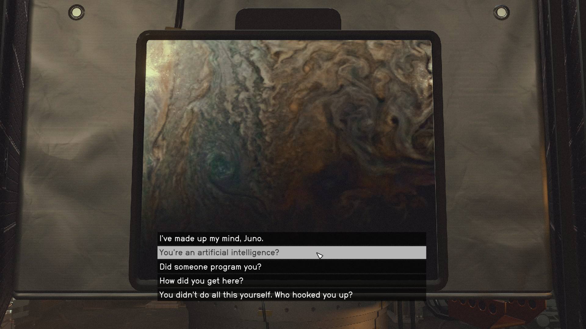 Starfield Juno's Gambit: The player asking questions to Juno.