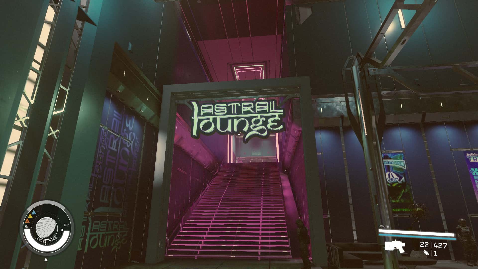 Starfield Neon shops: The entrance to Neon's Astral Lounge.