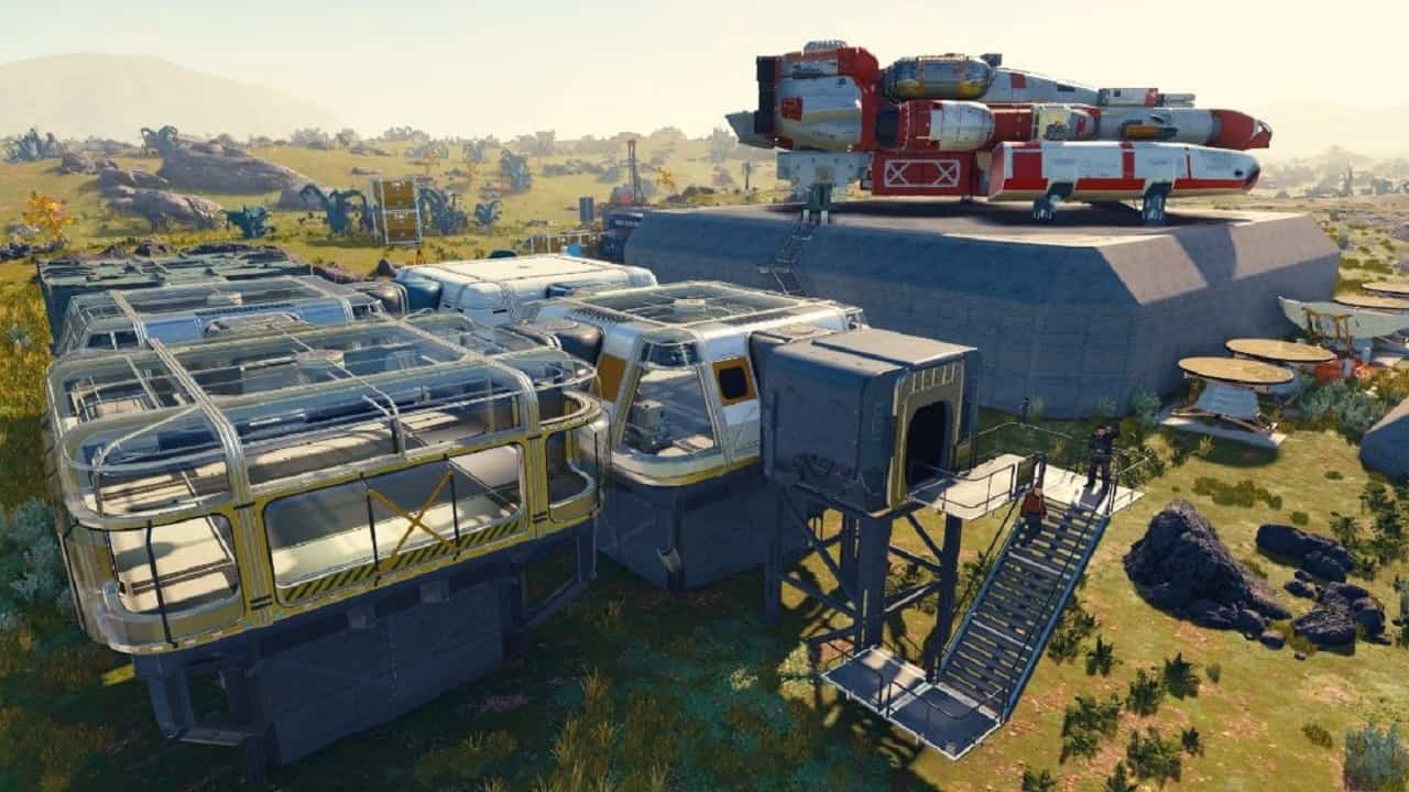 Starfield Outposts: An image of an outpost in the game.
