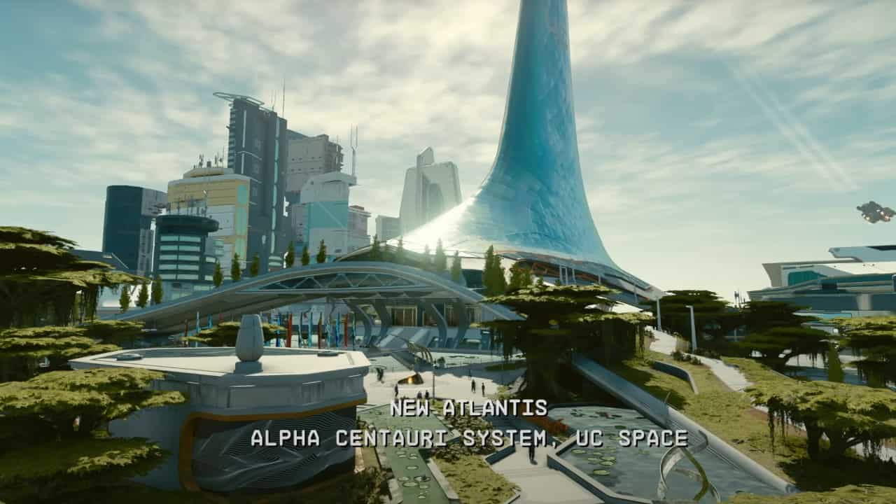 Starfield release date: A wide shot of the high-rise city centre of New Atlantis.