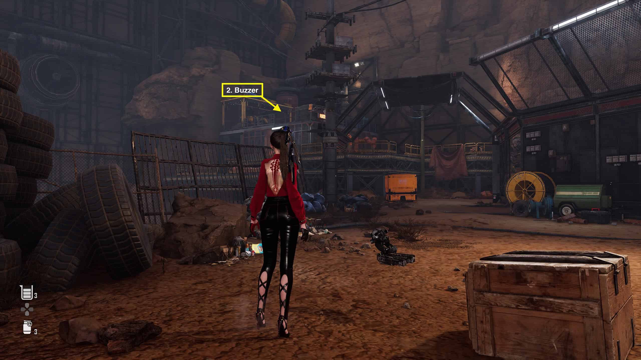 Stellar Blade ticker, buzzer, clunker solution - In-game map of Stellar Blade game showing marked locations for the quest.