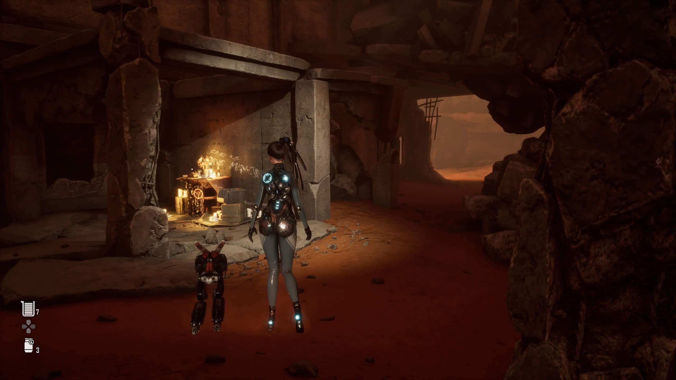 Stellar Blade recruit passcode specialists - eve stands in front of a shrine in the great desert