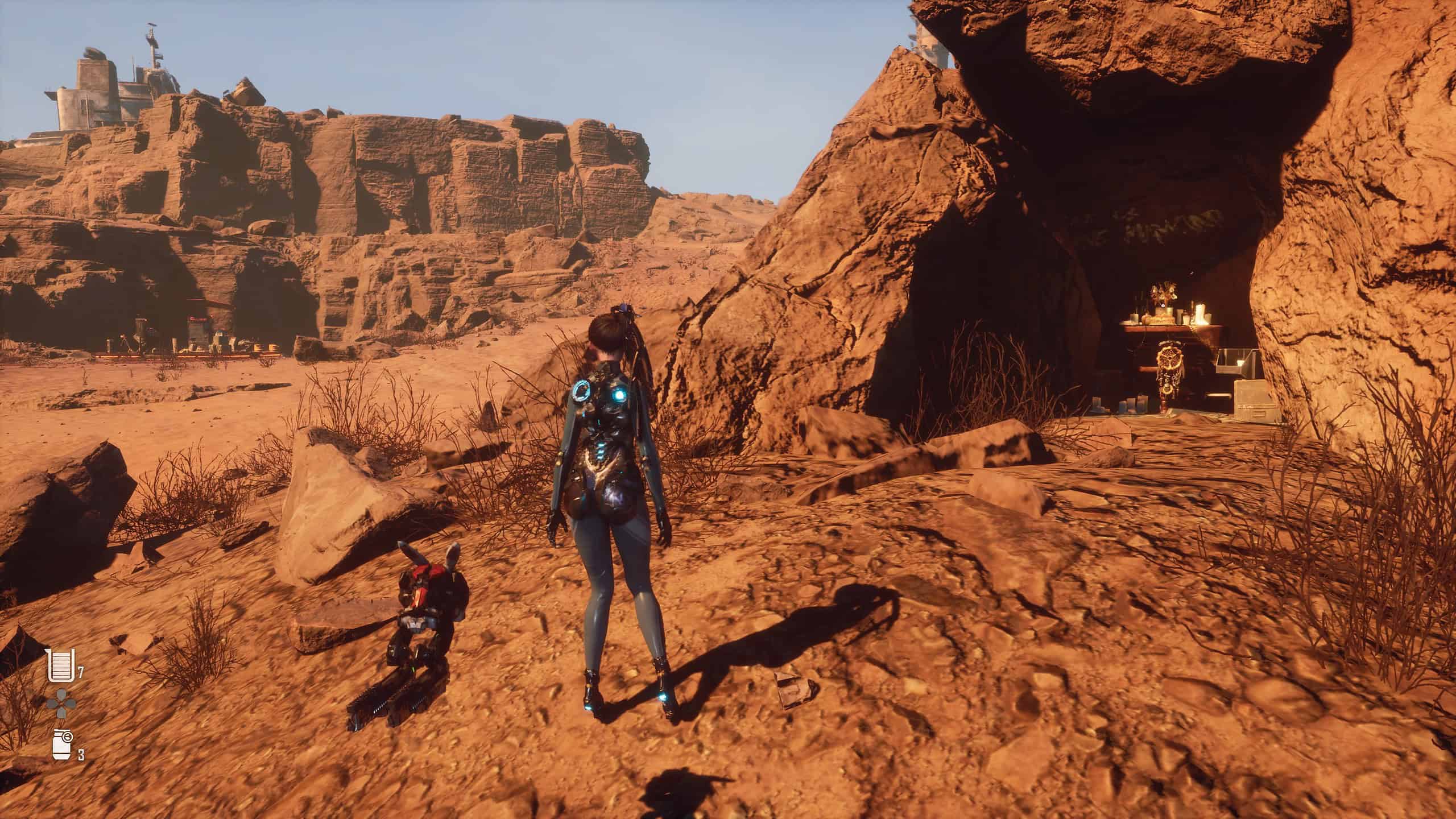 Stellar Blade recruit passcode specialists - eve stands in front of a shrine in the wasteland
