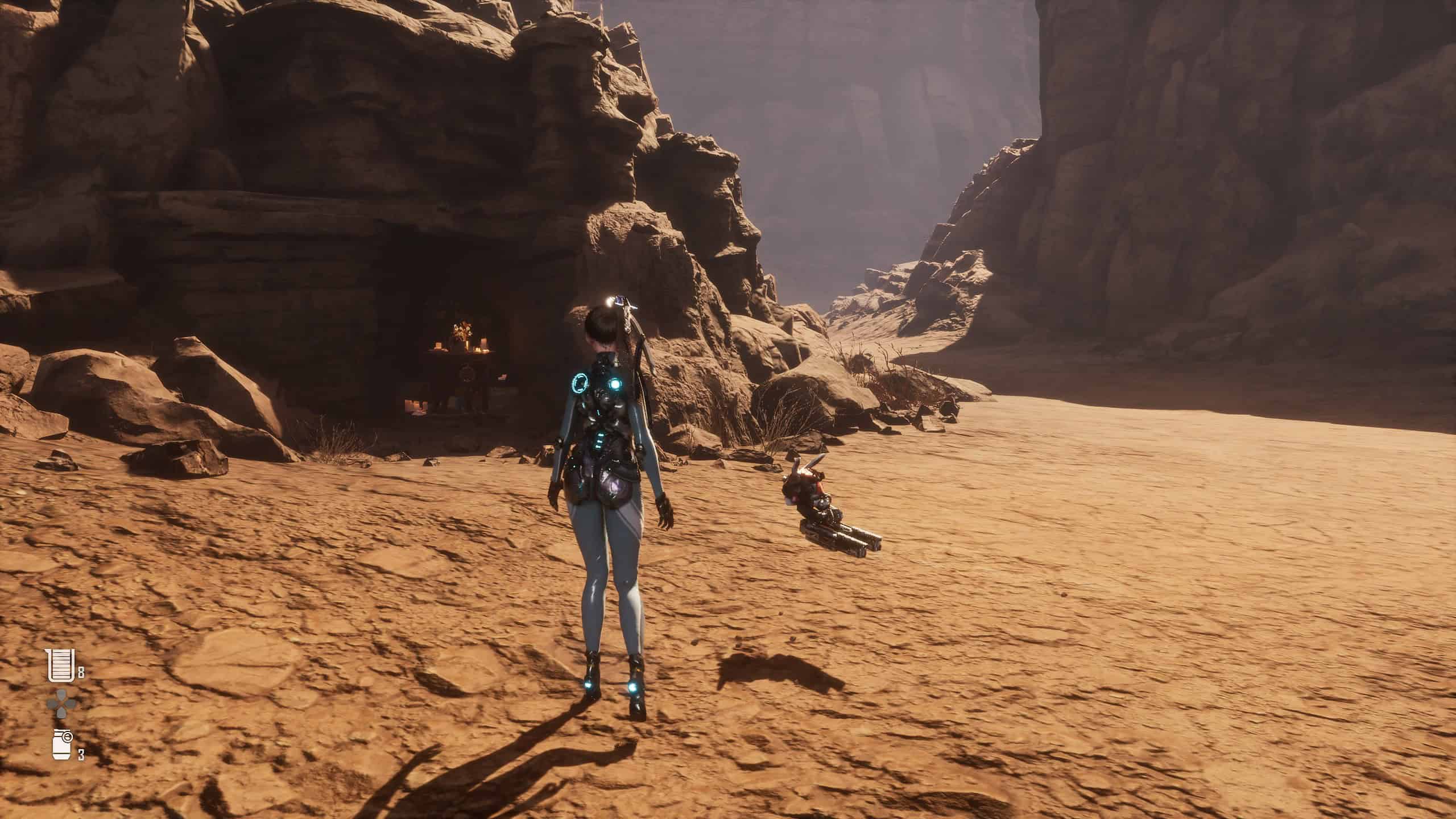 Stellar Blade recruit passcode specialists - eve stands in front of a shrine in the wasteland