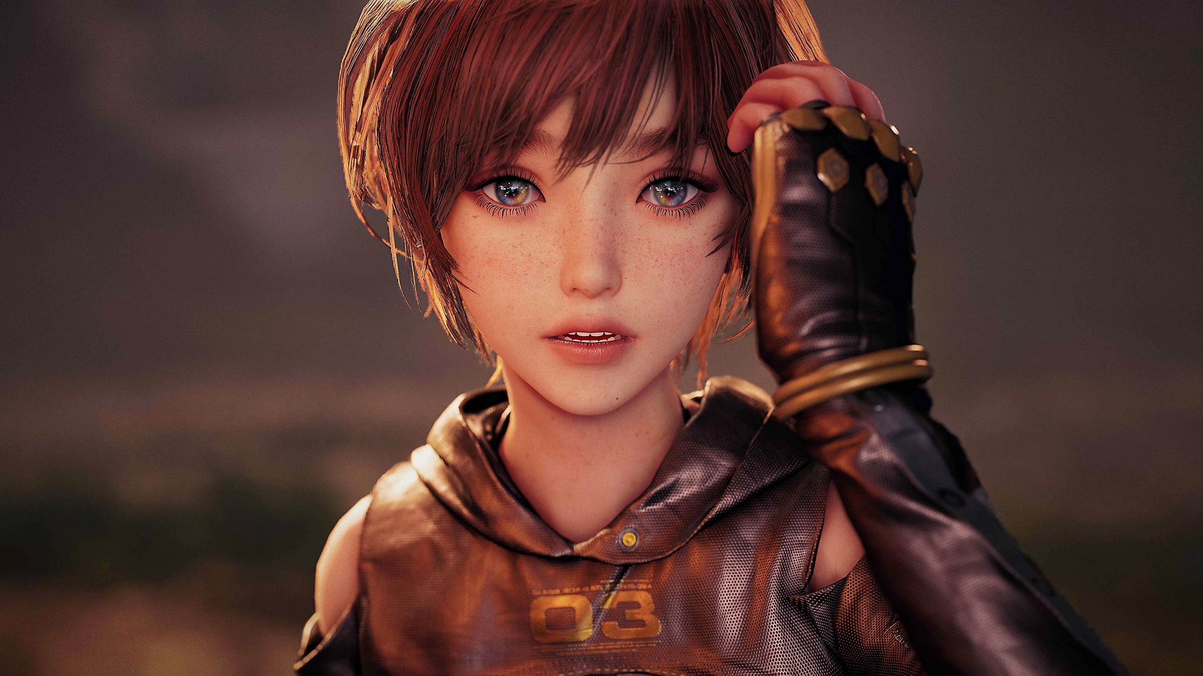 is Stellar Blade coming to pc: Close up shows a character from Stellar Blade with brown hair