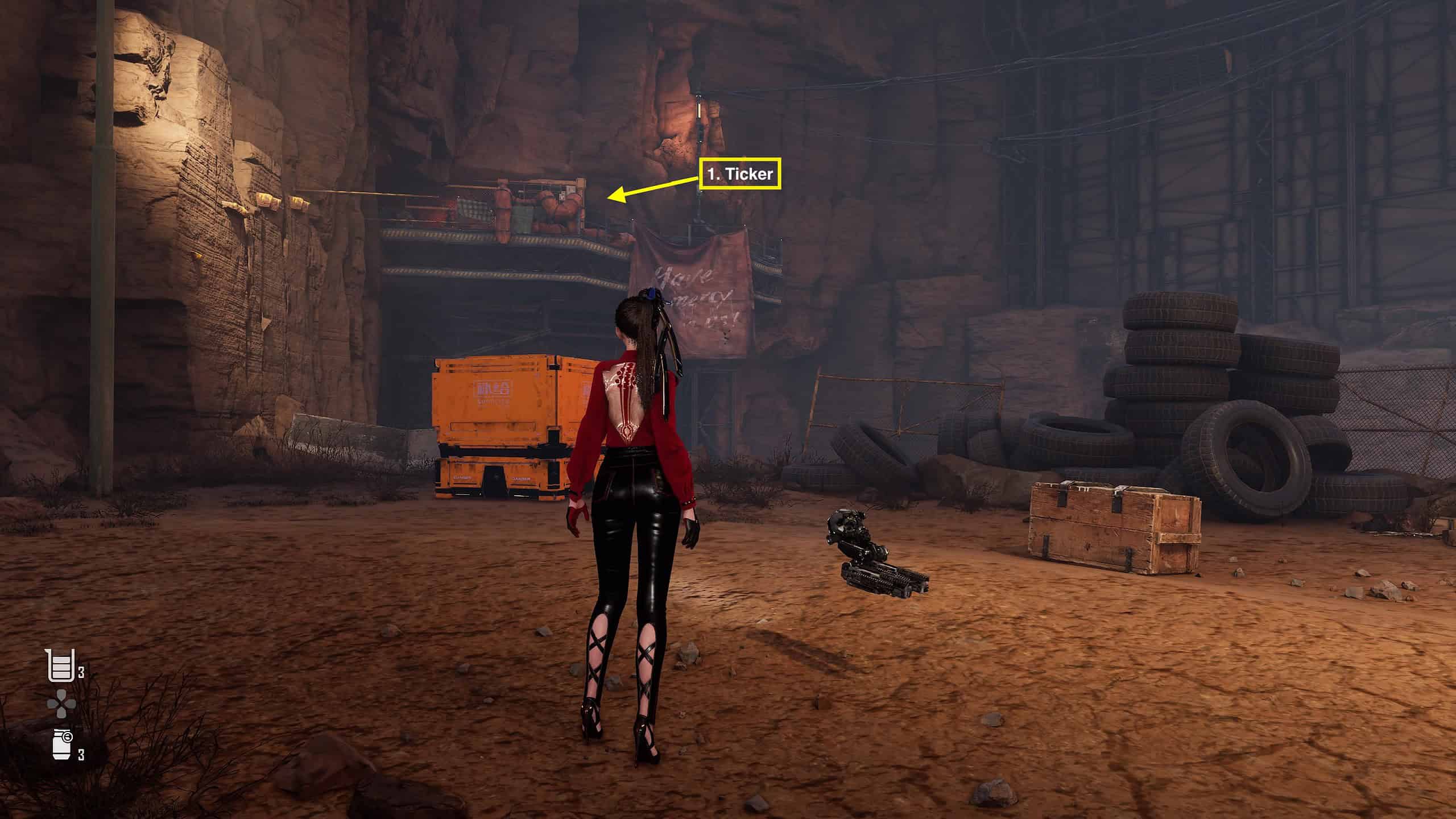 Stellar Blade ticker, buzzer, clunker solution - In-game map of Stellar Blade game showing marked locations for the quest.