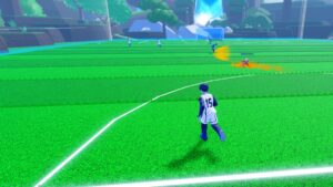 A football player running on the court in Strika.