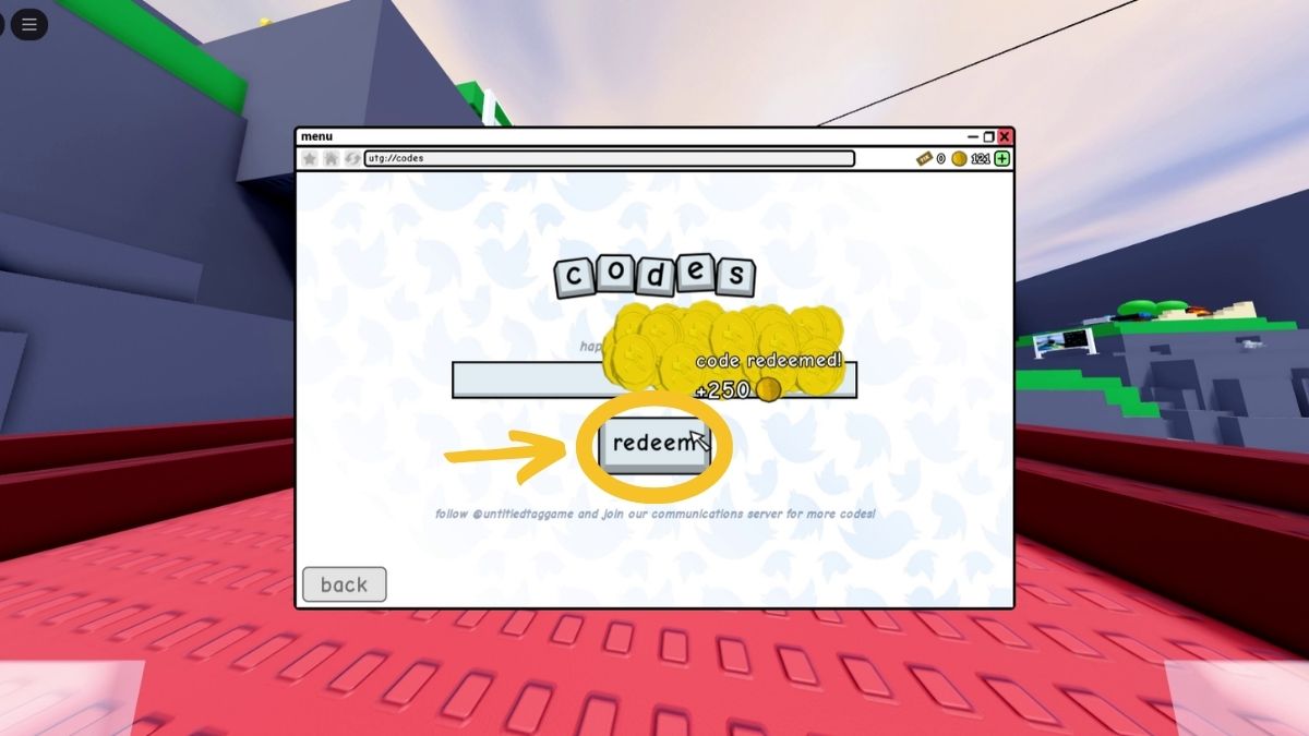 Redeeming Untitled Tag Game codes in Roblox