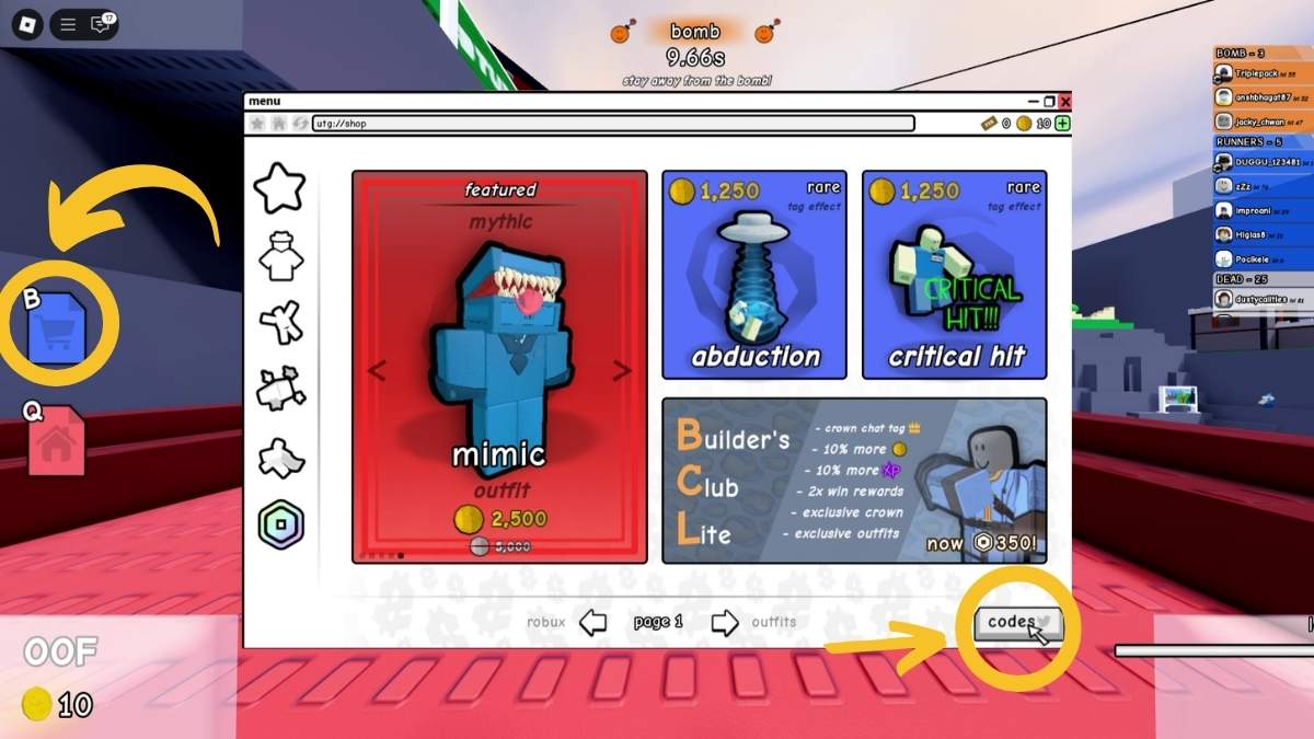 Untitled Tag Game shop in Roblox