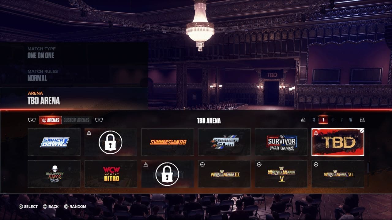 An image of the many arenas in WWE 2K24. Image captured by VideoGamer.