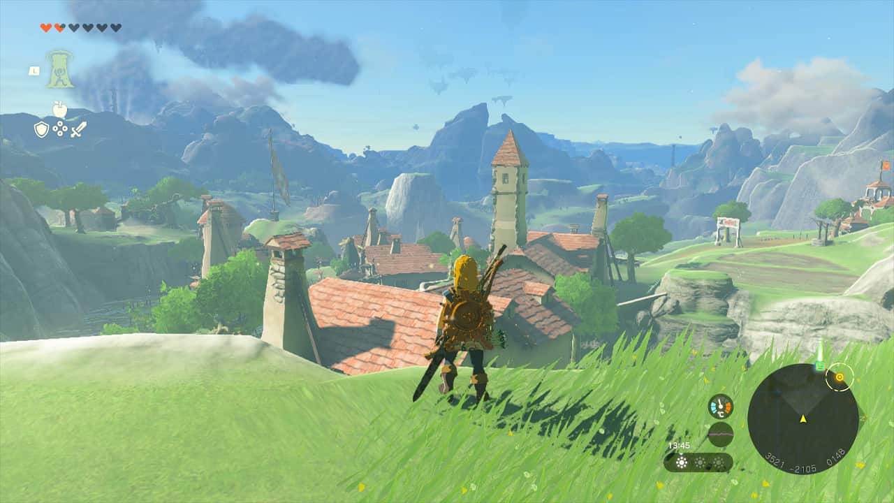 Where is Hateno Village in Tears of the Kingdom: Link looking over Hateno village.