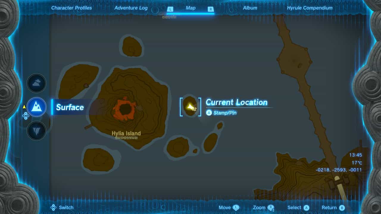 Tears of the Kingdom Korok Seed locations: Korok Seed to the east of Hylia Island. 