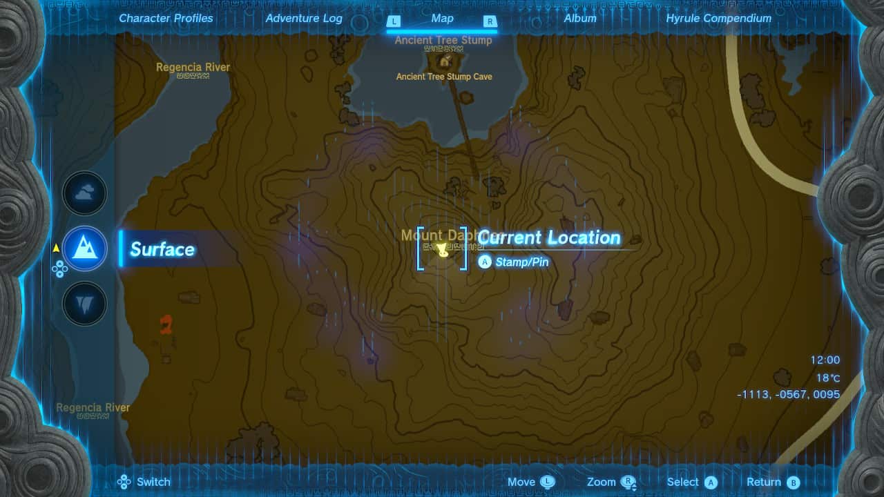 Tears of the Kingdom Korok Seed locations: Korok Seed on Mount Daphnes.
