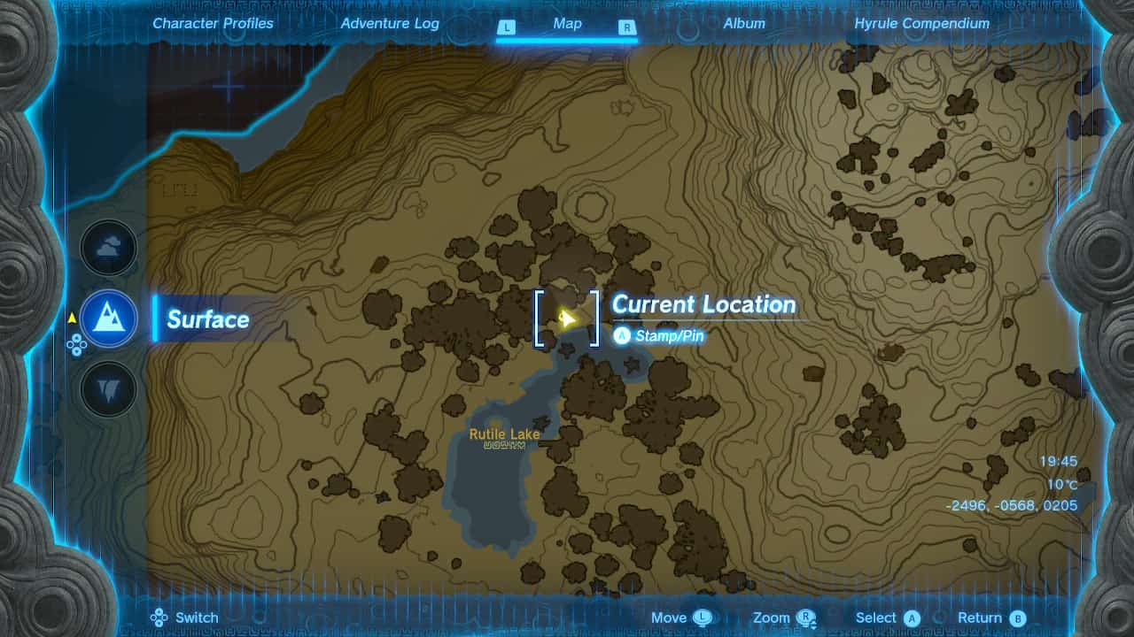 Tears of the Kingdom Korok Seed locations: Korok Seed north of Rutile Lake.