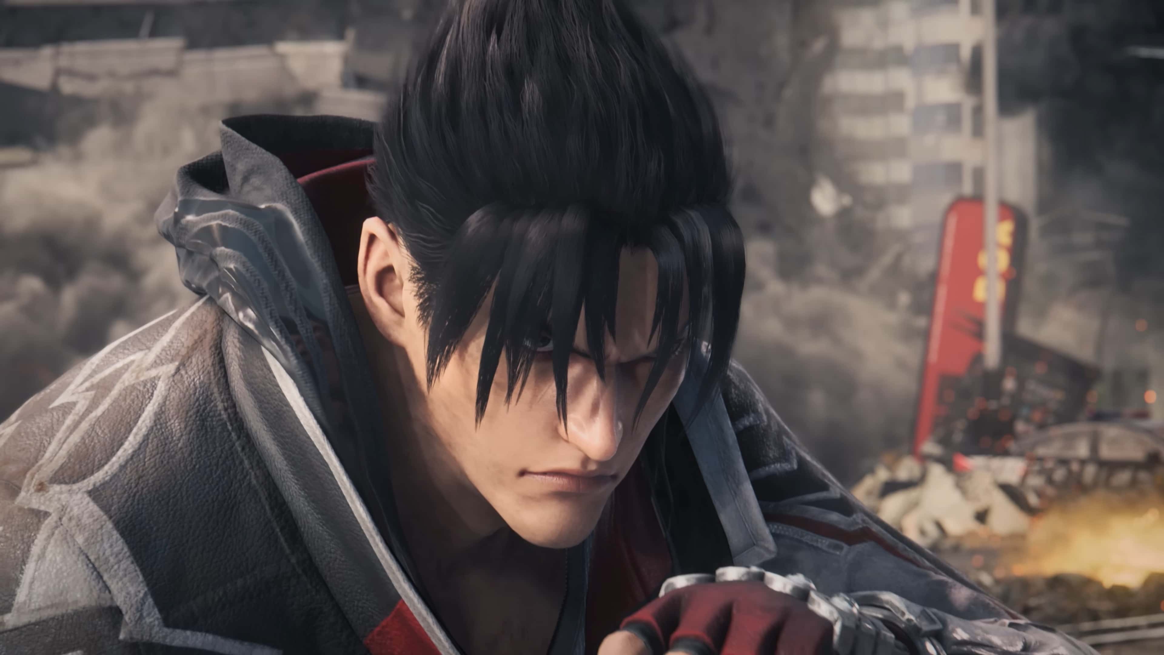 Tekken 8 Jin: A close-up of Jin in the ruins of a city