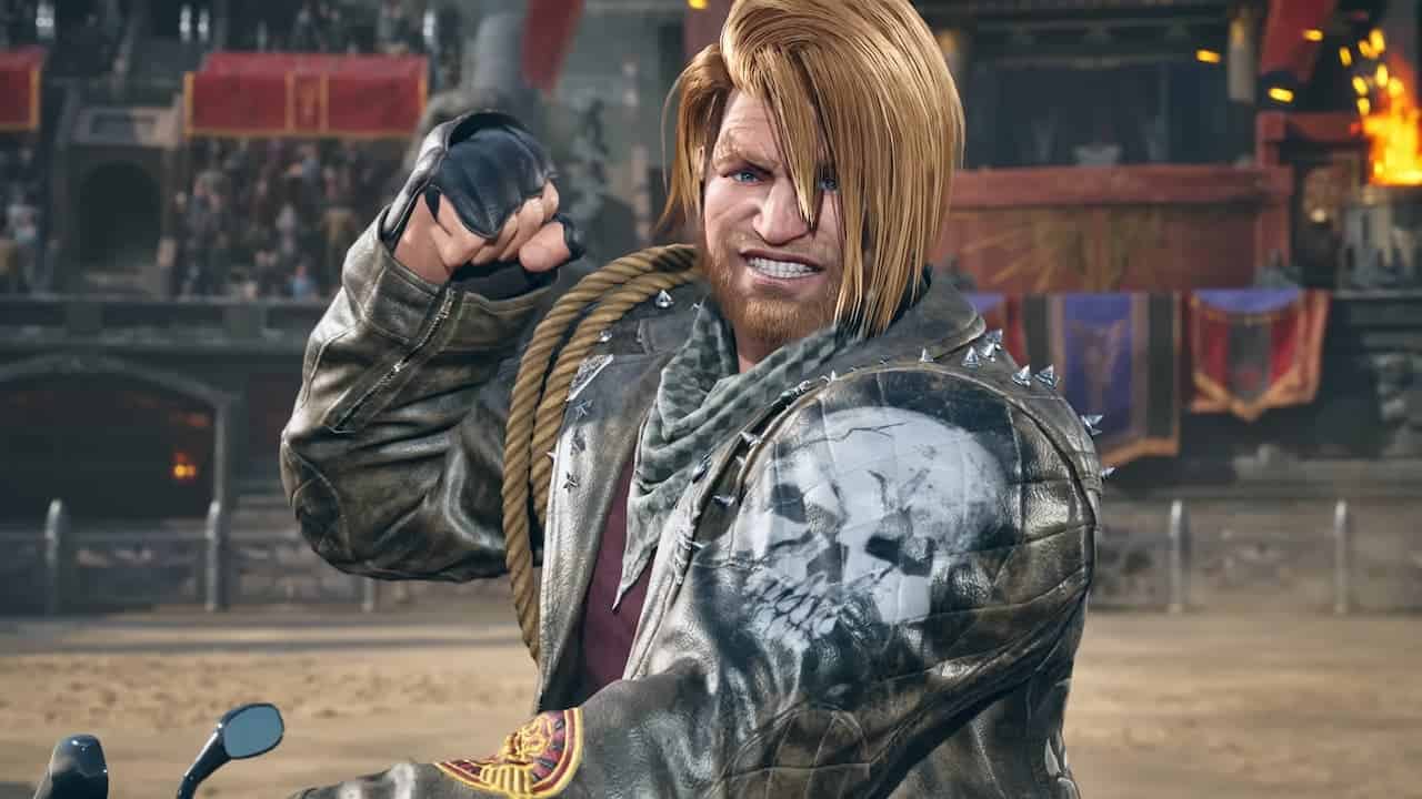 In the exciting Tekken 8 Demo, a fearless man in a leather jacket showcases his skills as he rides a powerful motorcycle.