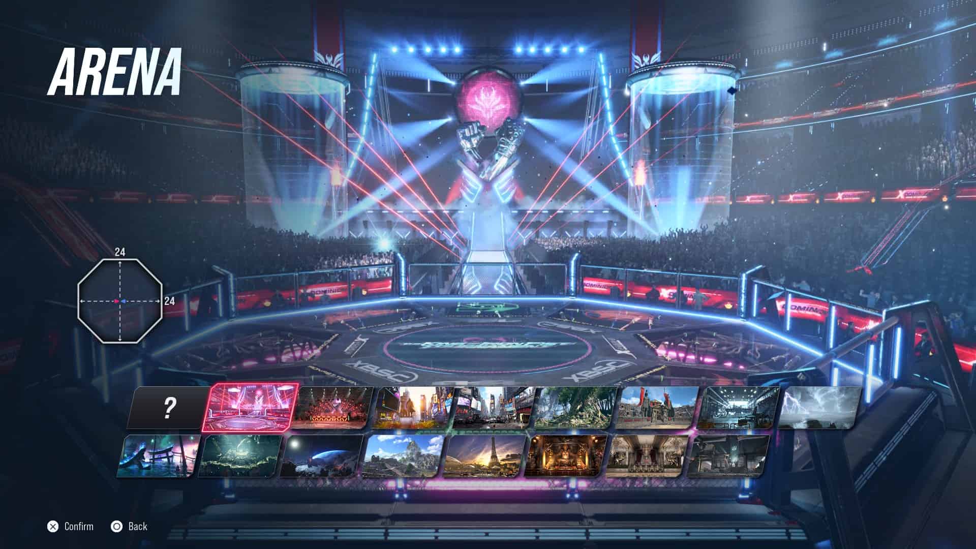 Tekken 8 stages: The Arena stage in the stage select screen