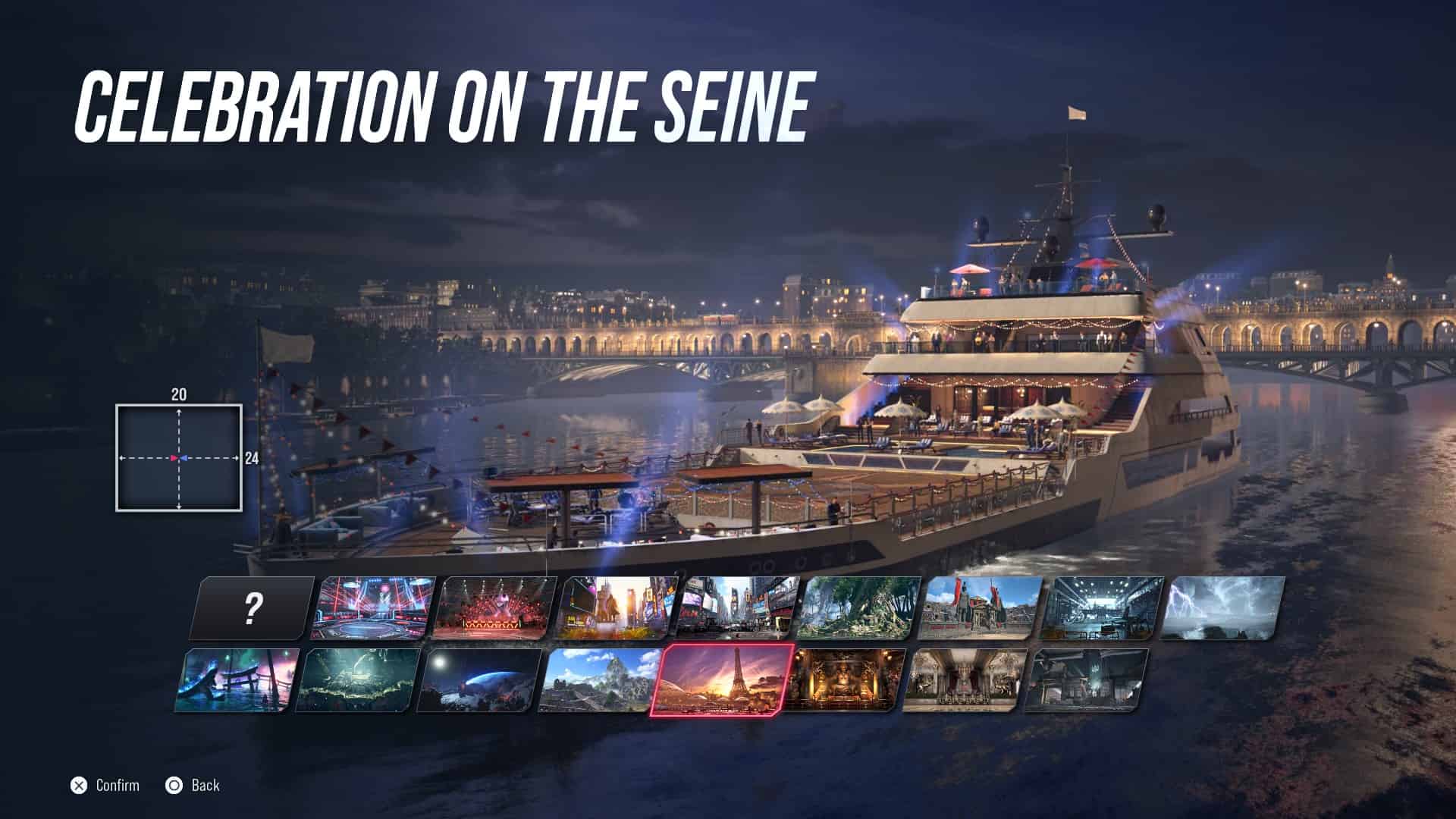 Tekken 8 stages: The Celebration on the Seine stage in the stage select screen