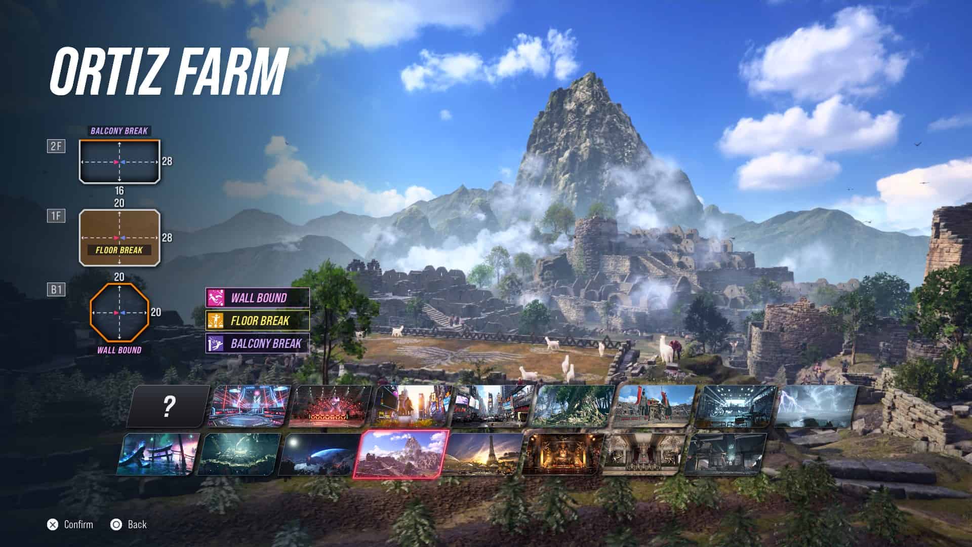 Tekken 8 stages: The Ortiz Farm stage in the stage select screen
