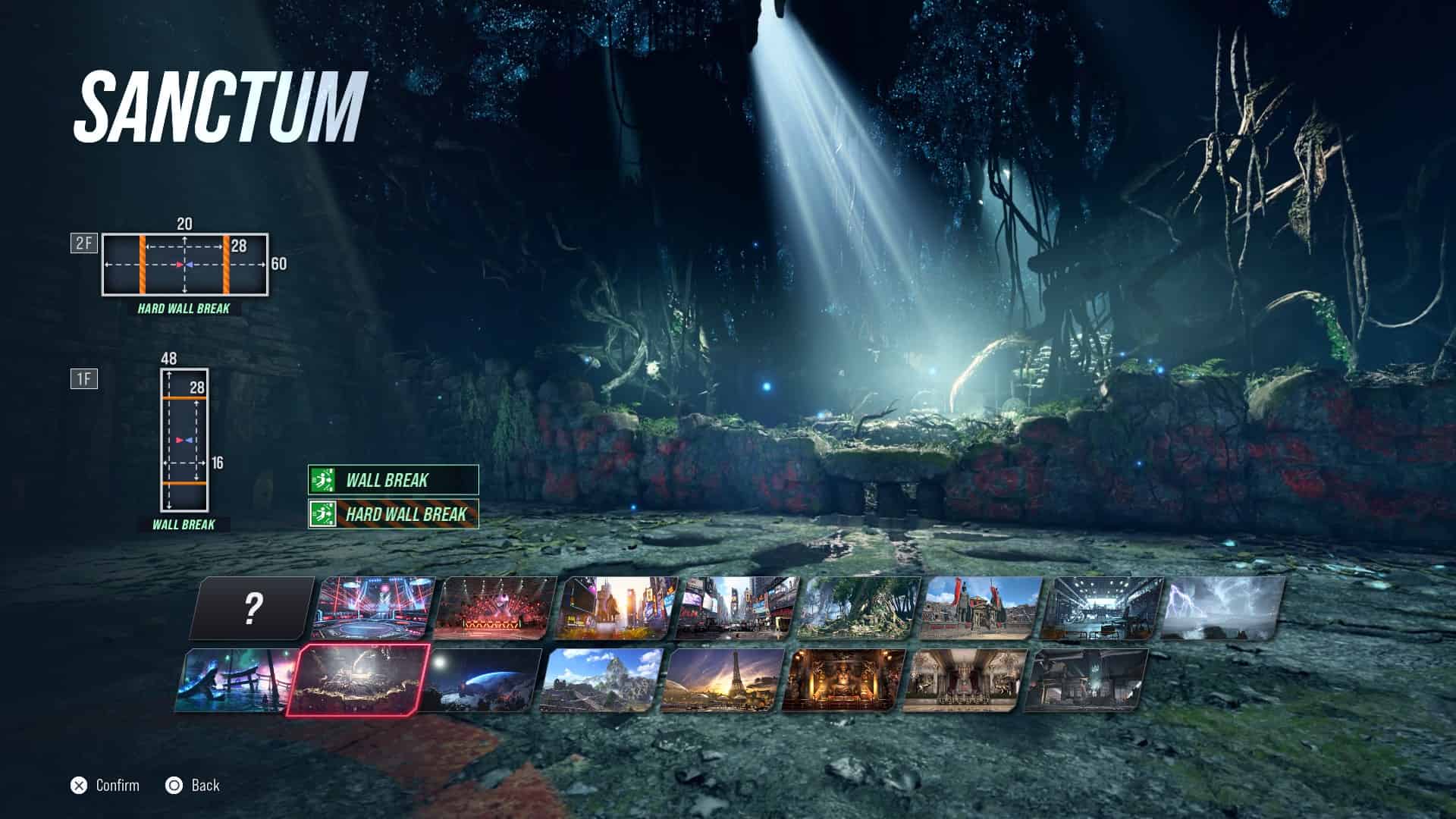 Tekken 8 stages: The Sanctum stage in the stage select screen
