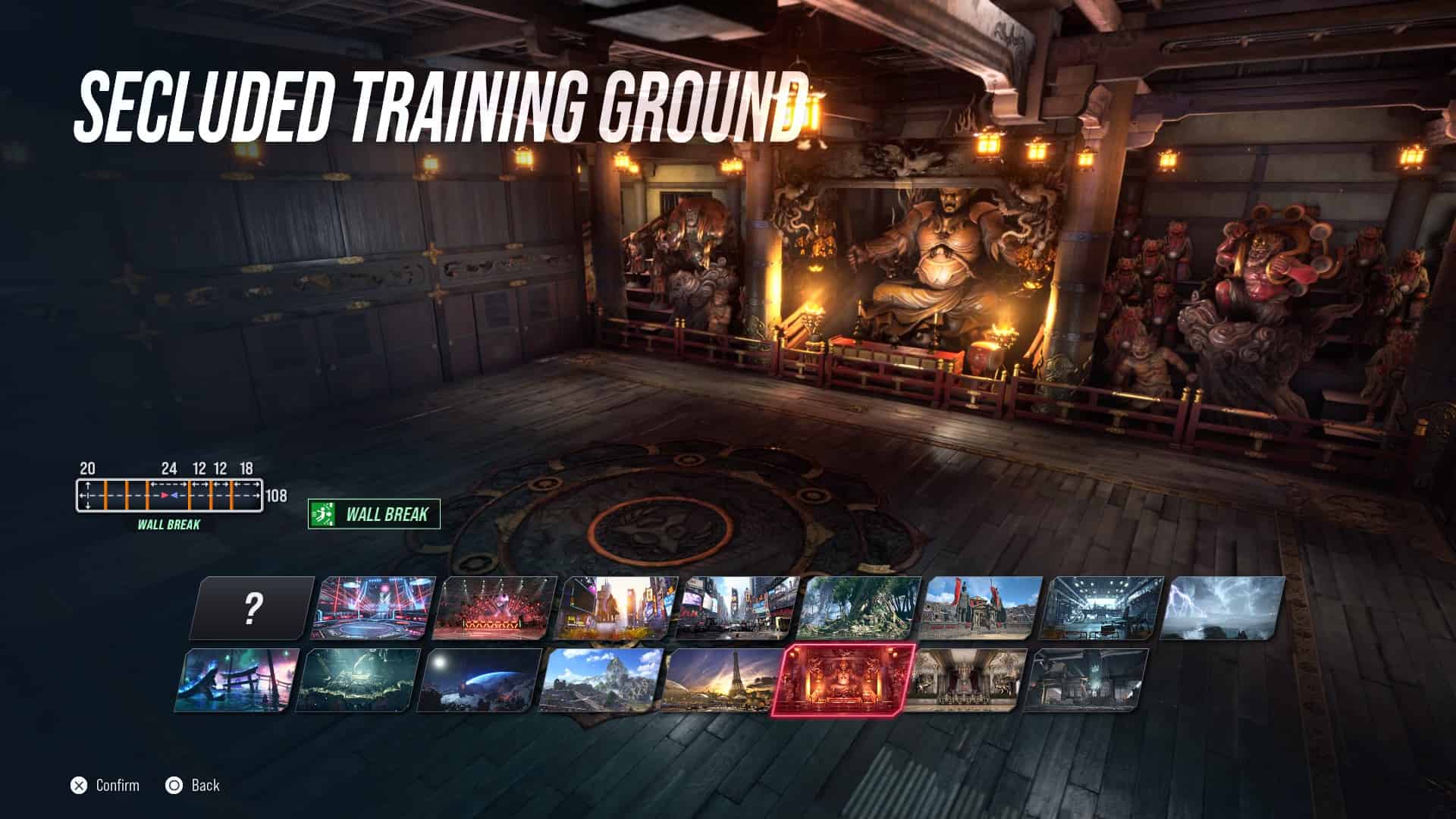 Tekken 8 stages: The Secluded Training Ground stage in the stage select screen