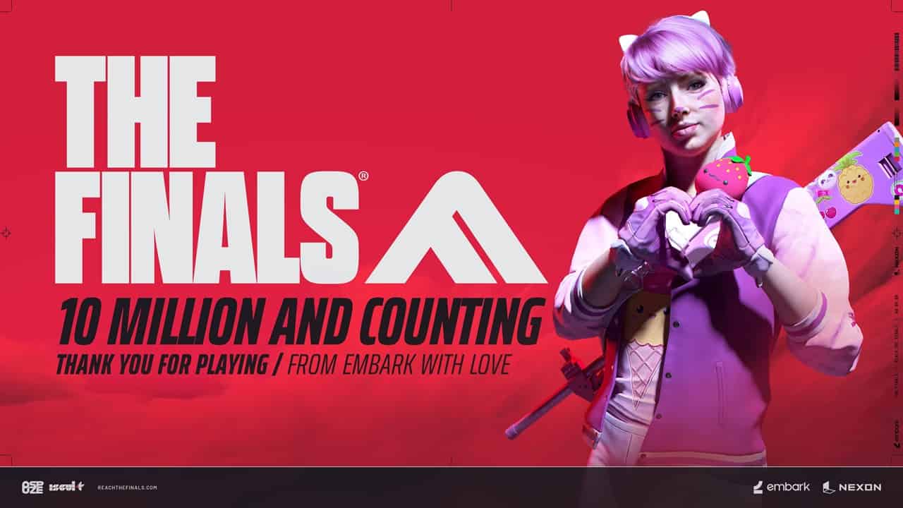 An image shared by the team behind The Finals for hitting 10 million players. Image via Embark Studios.