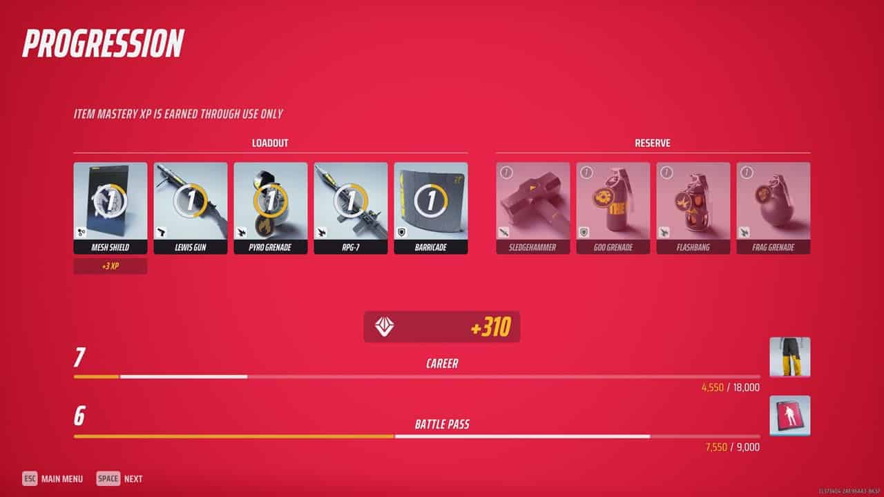 An image of the battle pass progression screen in The Finals. Image captured by VideoGamer.