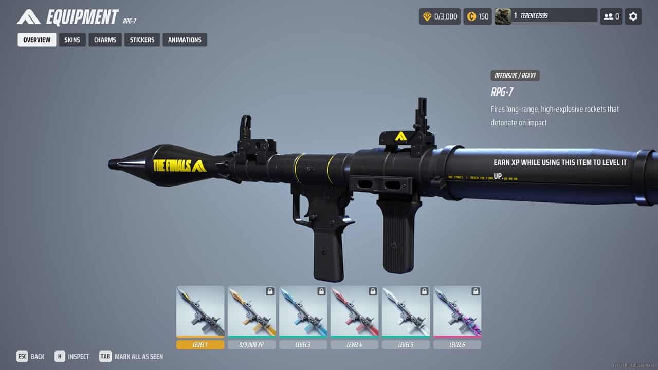 The RPG-7 weapon in The Finals. 