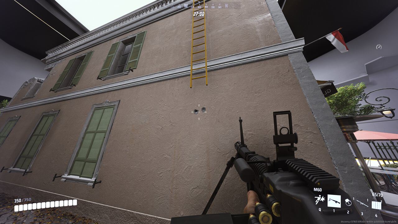 A screenshot of a building with a ladder in The Finals.
