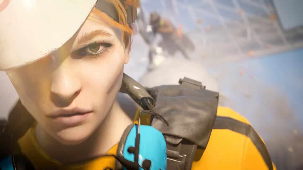 An image of a woman wearing a helmet in The Finals meta debate.