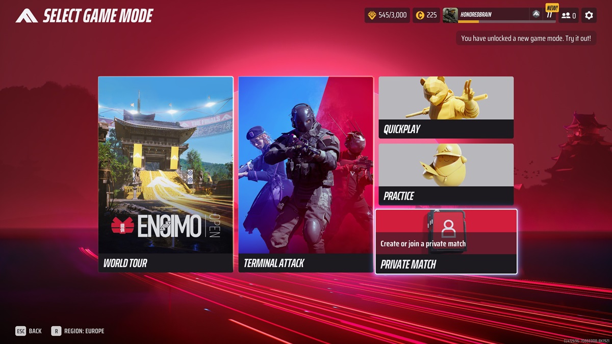 A player checks out the game modes in The Finals.