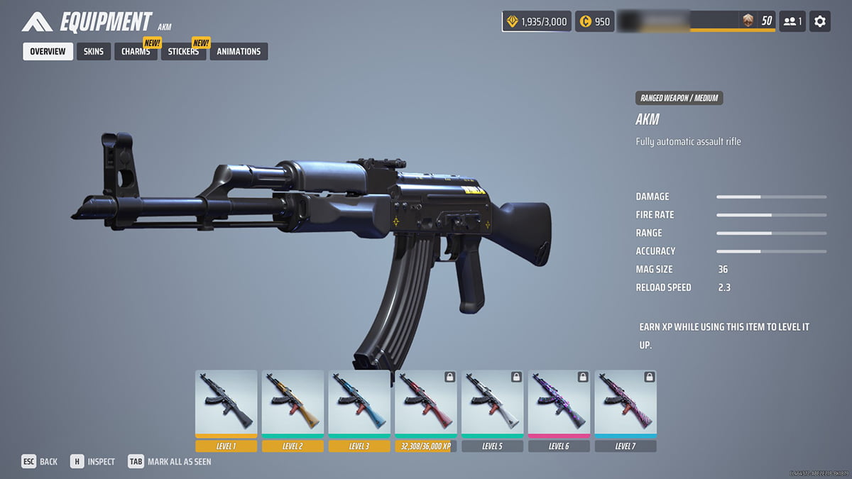 Image of the AKM weapon in the menu of The Finals.