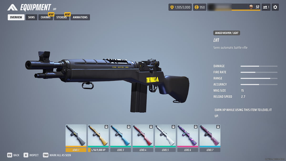 Image of the LH1 weapon in the menu of The Finals.