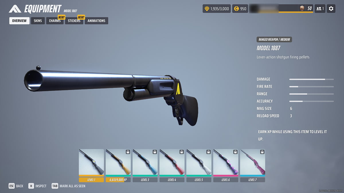 Image of the Model 1887 weapon in the menu of The Finals.