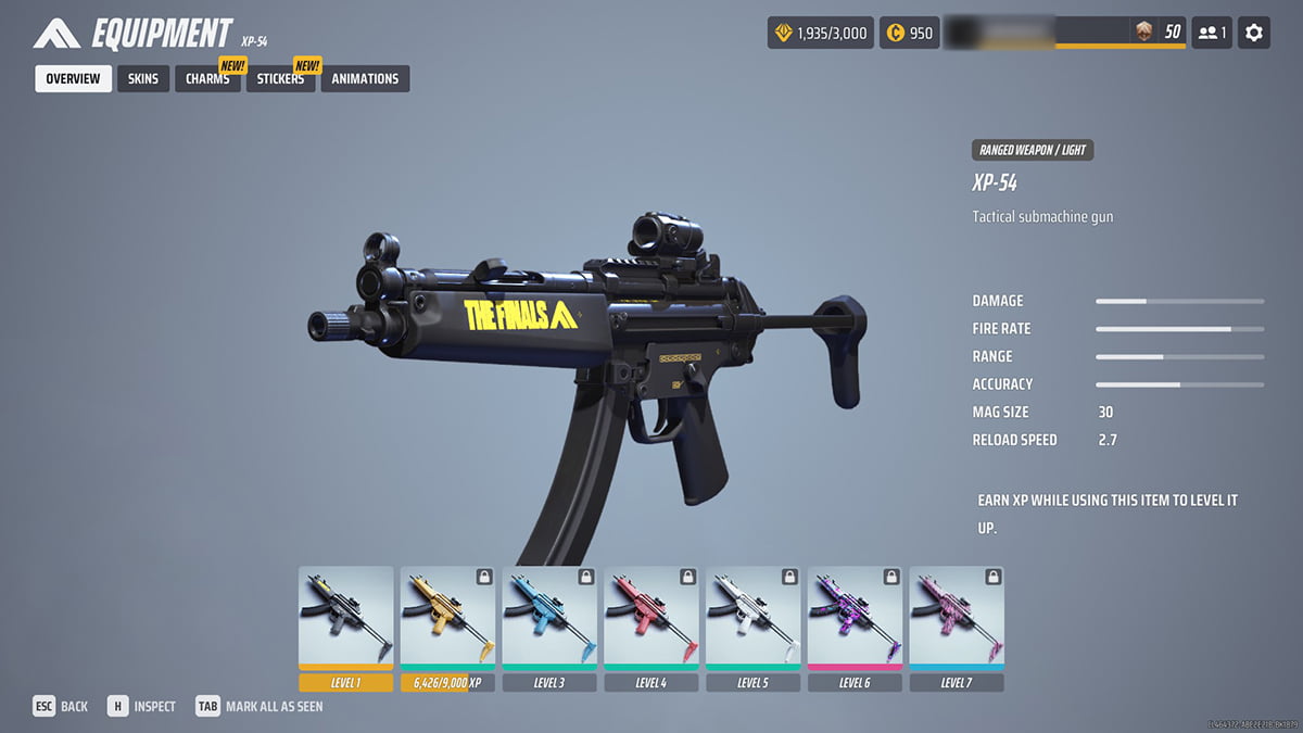 Image of the XP-54 weapon in the menu of The Finals.