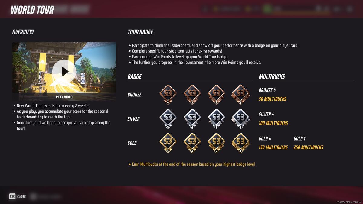 The Finals what Season 4 needs: A menu explaining the ranks and rewards for World Tour mode in The Finals.