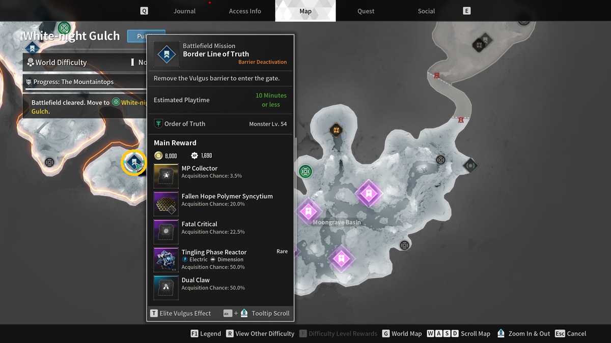 A player checks a map with the location for advanced neural circuits marked in The First Descendant.
