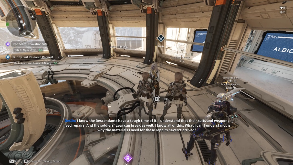 Players stand around Anais in The First Descendant.