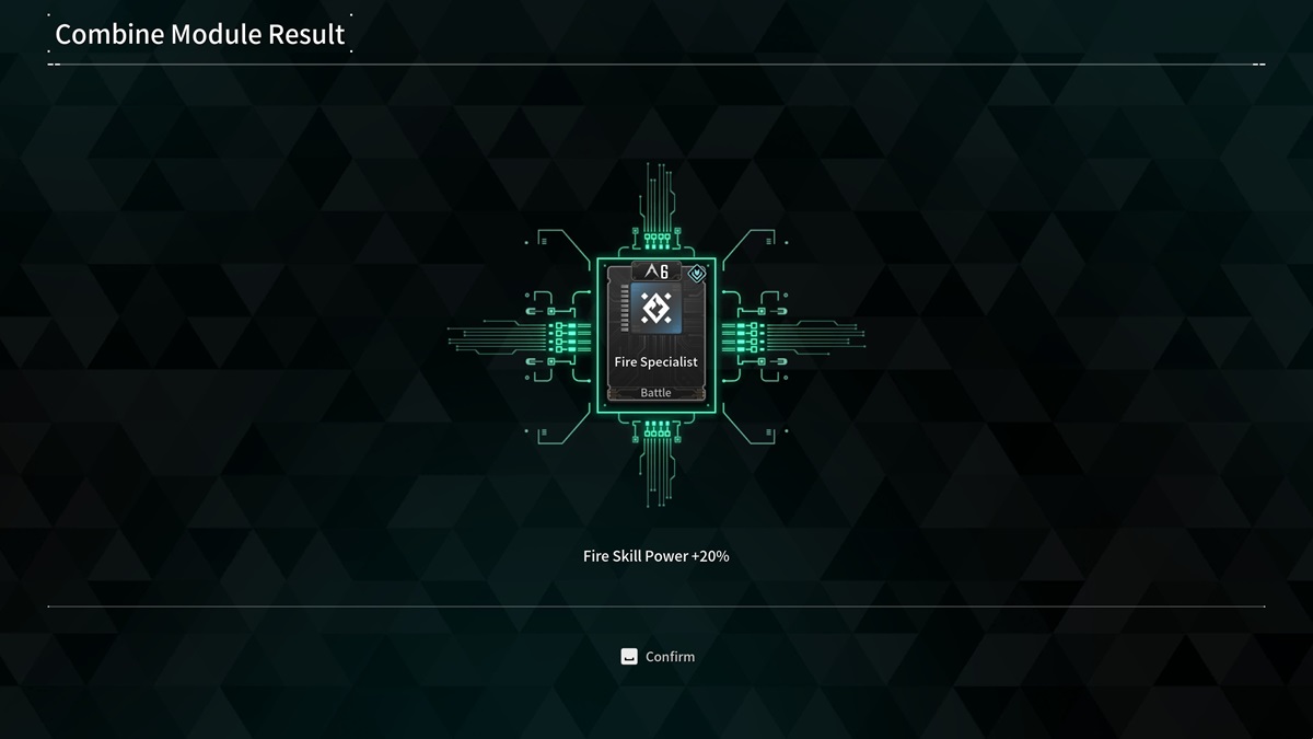 A player combines modules and looks at the result in The First Descendant.